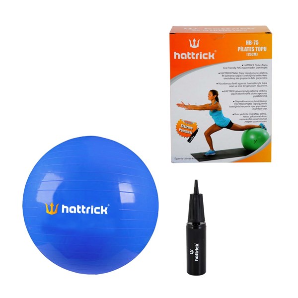 Hattrick 75 Cm Pilates Topu (Mavi)+pompa oyuncağı
