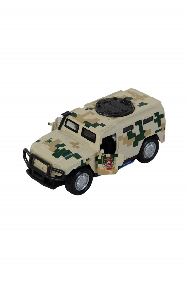 Işıklı Metal Çekbırak Askeri Akrep Jeep Krem oyuncağı
